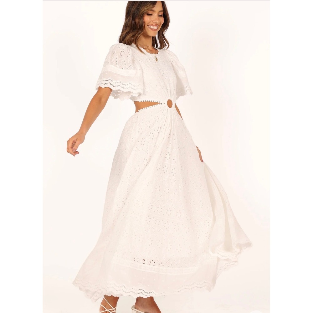 Petal & Pup Merletto White Eyelet Cut Out Ring Maxi Dress XL MD3610 NEW